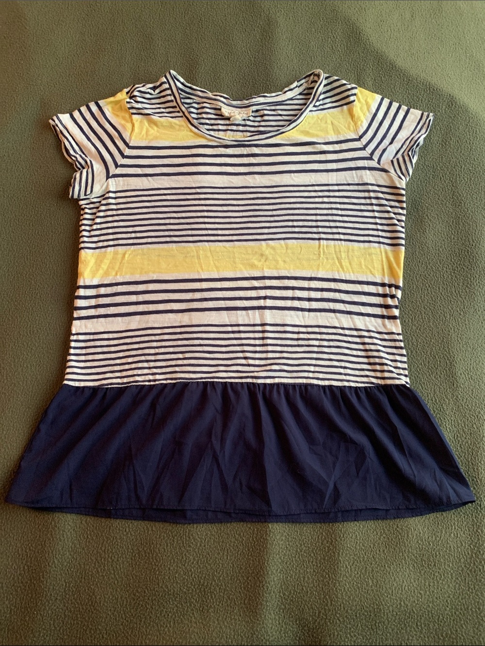 EUC Maison Jules blue, yellow and white top. Size M. Armpit to armpit 18”.